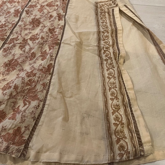 Women’s Indian 2 Piece Cream Cotton Top & Pants w Matching - Picture 10 of 11